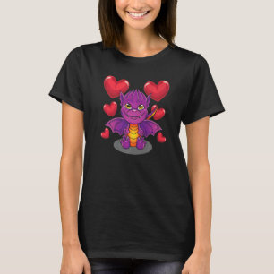 T-shirt Dragon Mythique Créature Coeurs mignon Imaginaire