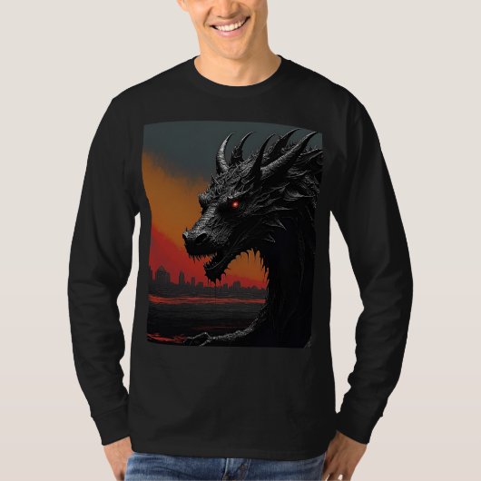 T-shirt Dragon Noir : Art Rétro Exclusif (Devant)