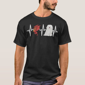 T-shirt Dragon Pulik Amoureux des chiens Heartbeat 