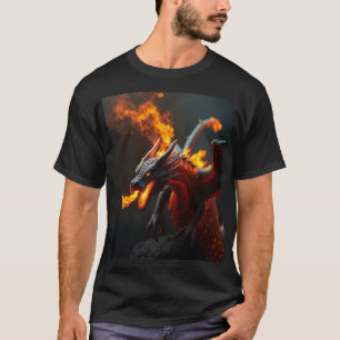 T-shirt Dragon qui respire du feu Fantastique Réaliste