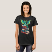 T-shirt Dragon Reading Books Fantasy Lovers Mythical Creat (Devant entier)