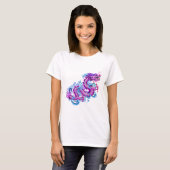 T-shirt Dragon rose avec l'éclaboussure de l'eau (Devant entier)