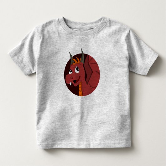 T-shirt dragon rouge caricature pour tout-petits (Devant)