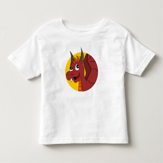 T-shirt dragon rouge caricature pour tout-petits (Devant)