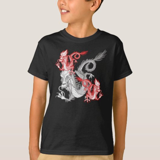 T-shirt Dragon rouge chinois K (Devant)