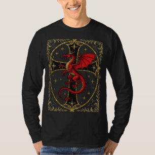 T-shirt Dragon Rouge et Croix Noire Grasse