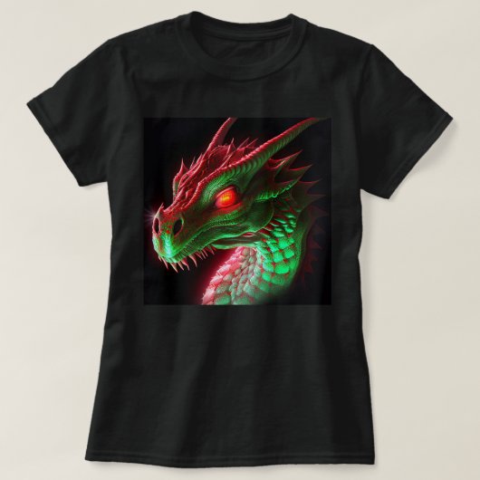 T-shirt dragon rouge et vert Stern (Design devant)