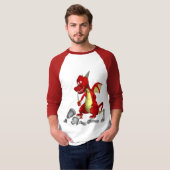T-shirt Dragon rouge ramasse le chevalier dans les dents (Devant entier)