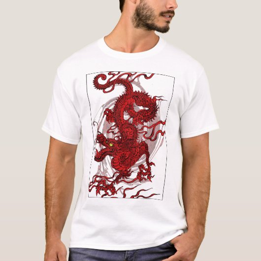 T-shirt Dragon rouge sang (Devant)