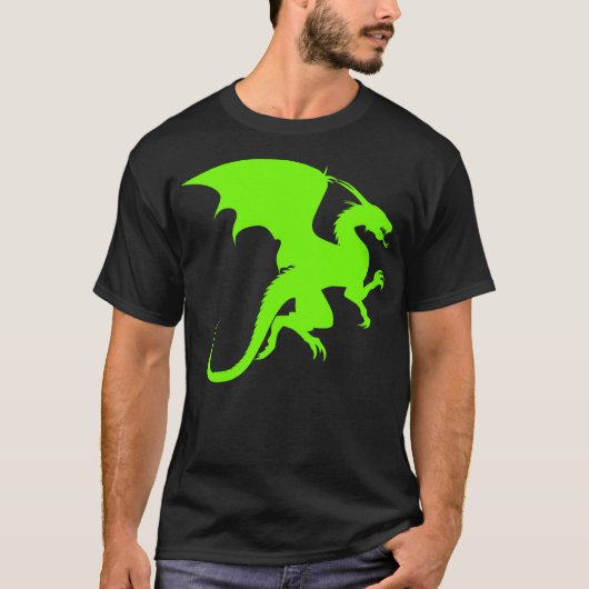 T-shirt Dragon Silhouette Neon Green Shirt (Devant)
