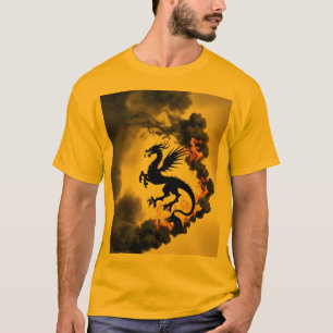 T-shirt Dragon Smoke Silhouette Or/Chemise Jaune