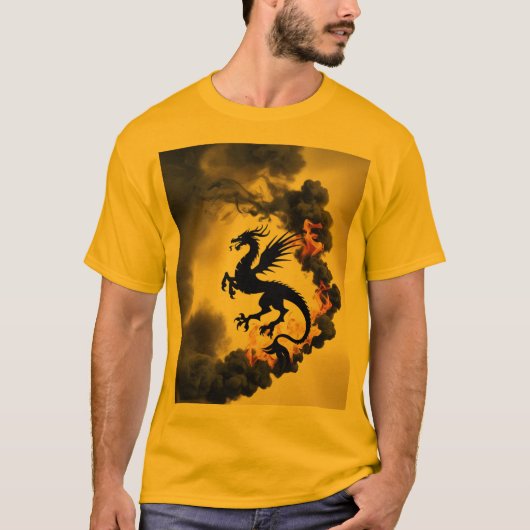 T-shirt Dragon Smoke Silhouette Or/Chemise Jaune (Devant)