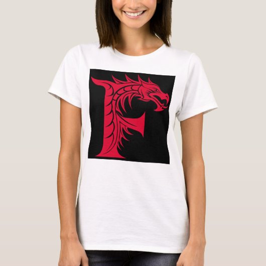 T-shirt Dragon Styled Letter F, Dragon Alphabet, Monogram (Devant)