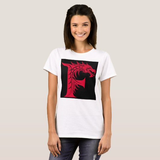 T-shirt Dragon Styled Letter F, Dragon Alphabet, Monogram (Devant entier)