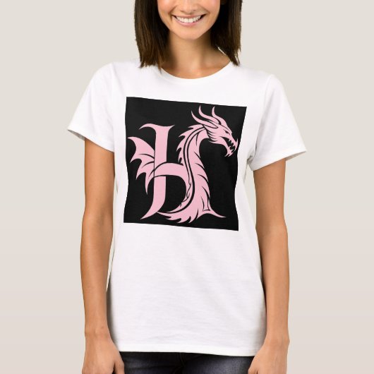 T-shirt Dragon Styled Letter H, Dragon Alphabet, Monogram (Devant)