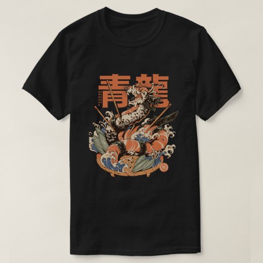 T-shirt "Dragon Sushi - Noir" par ilustrata (Design devant)