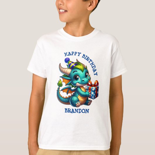 T-shirt Dragon Thème Personnalisé Anniversaire Garçon (Devant)