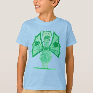 T-shirt Dragon Vert Avec Trèfles
