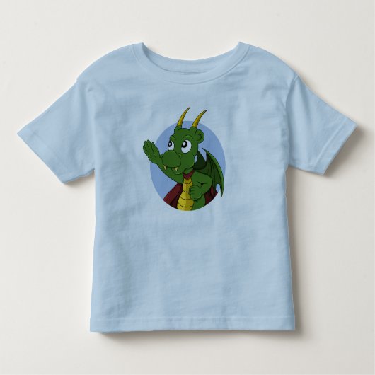 T-shirt dragon vert dessin animé pour tout-petits (Devant)