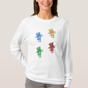 T-shirt Dragon Vert Rouge Bleu Fée Conte Beaux Animaux Pou