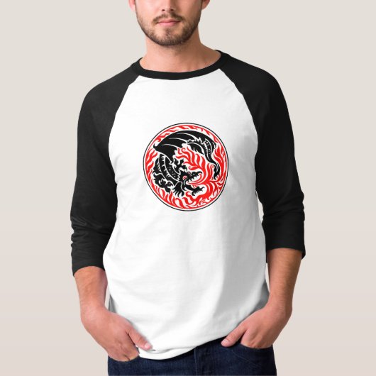T-shirt Dragoncircle - Noir avec Feu Rouge (Devant)