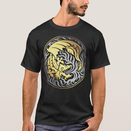 T-shirt Dragoncircle - Or et Chrome (Devant)