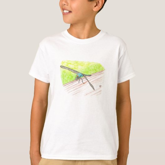T-shirt Dragonfly assise sur un rail, en tee - shirt aquar (Devant)