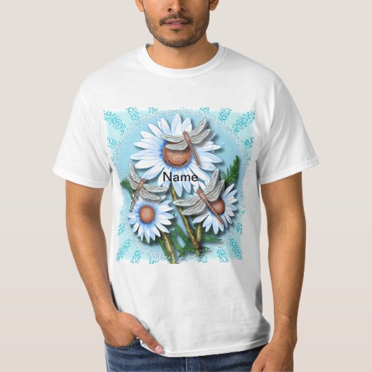 T-shirt Dragonfly Blue Daisies (Devant)