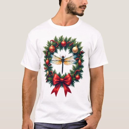 T-shirt Dragonfly Couronne de Noël (Devant)