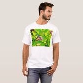 T-shirt Dragonfly de couleur arc-en-ciel sur une fleur ros (Devant entier)
