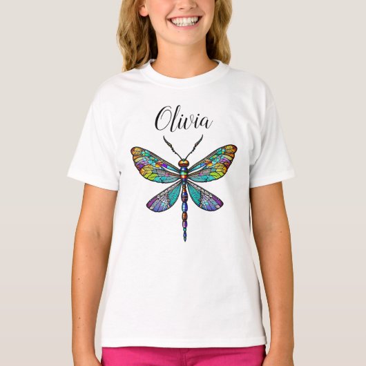 T-shirt Dragonfly en verre coloré ailes (Devant)