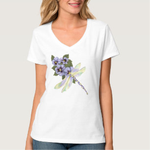 T-shirt Dragonfly et Pansies