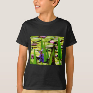 T-shirt Dragonfly lotus and purple flower