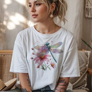 T-shirt Dragonfly on Flowers