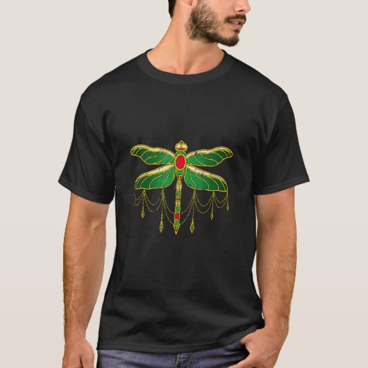T-shirt Dragonfly Pin Golden Brooche mignonne Insect Noël (Devant)