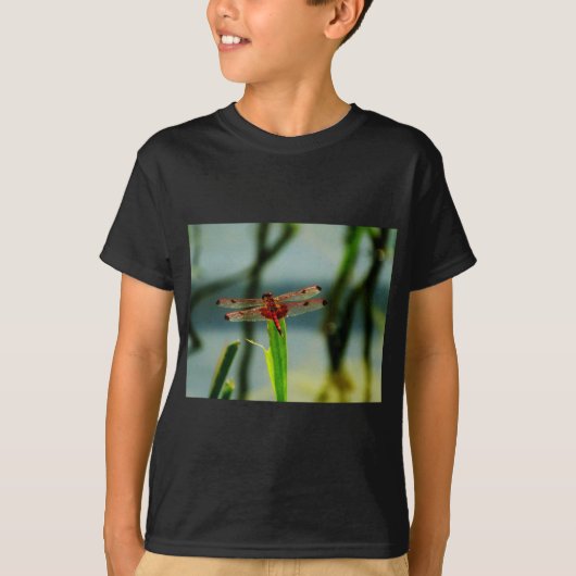 T-shirt Dragonfly rouge et noire tachetée (Devant)