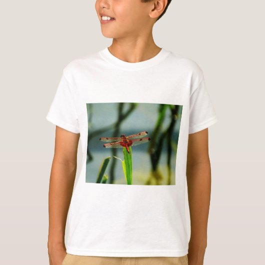 T-shirt Dragonfly rouge et noire tachetée (Devant)