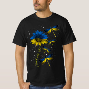 T-shirt Dragonfly Ukraine Sunflower Ukraine Drapeau Stand 