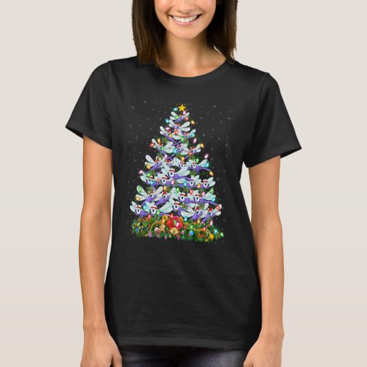 T-shirt Dragonfly Xmas Lights Santa Dragonfly Christmas (Devant)