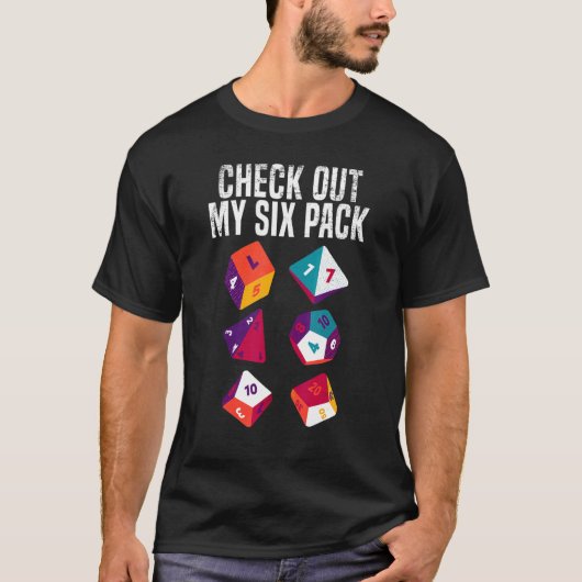 T-shirt Dragons D20 Rpg Gamer Découvrez Mes Six Pack Dice (Devant)
