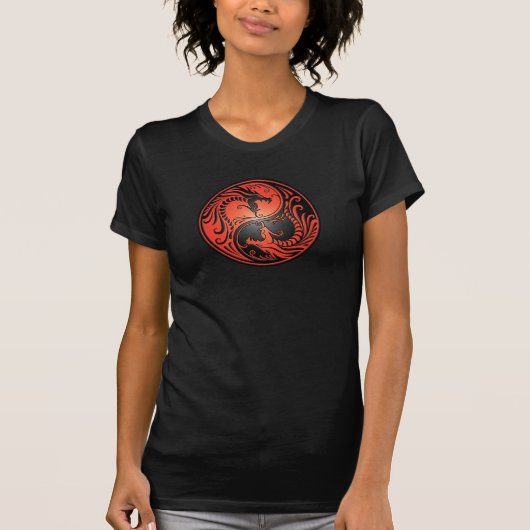 T-shirt Dragons, rouge et noir de Yin Yang (Devant)