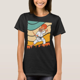 T-shirt Dragons vintages à tête brune faisant Karate Samur