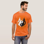 T-shirt Dragons Yin Yang noirs et blancs - Orange (Devant entier)