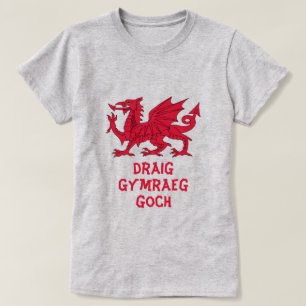 T-shirt draig Gymraeg goch I rouge dragon gallois
