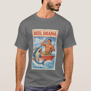 T-shirt Drame de pêche requin pêcheur   Drôle de bateau ré