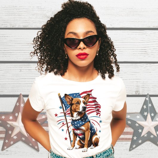 T-shirt Drapeau 4 juillet chien mignon