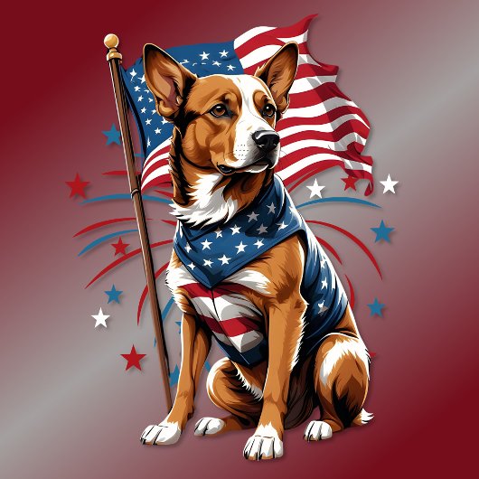 T-shirt Drapeau 4 juillet chien mignon