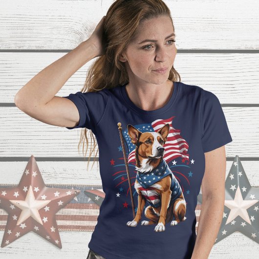T-shirt Drapeau 4 juillet chien mignon