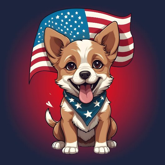 T-shirt Drapeau 4 juillet chiot