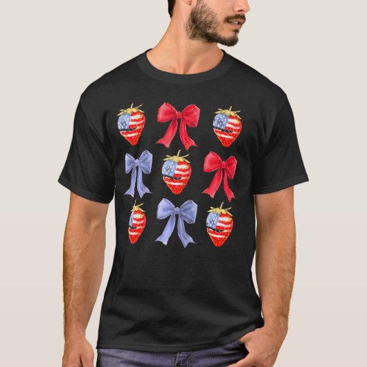 T-shirt Drapeau 4 juillet Coquette Strawberry America (Devant)